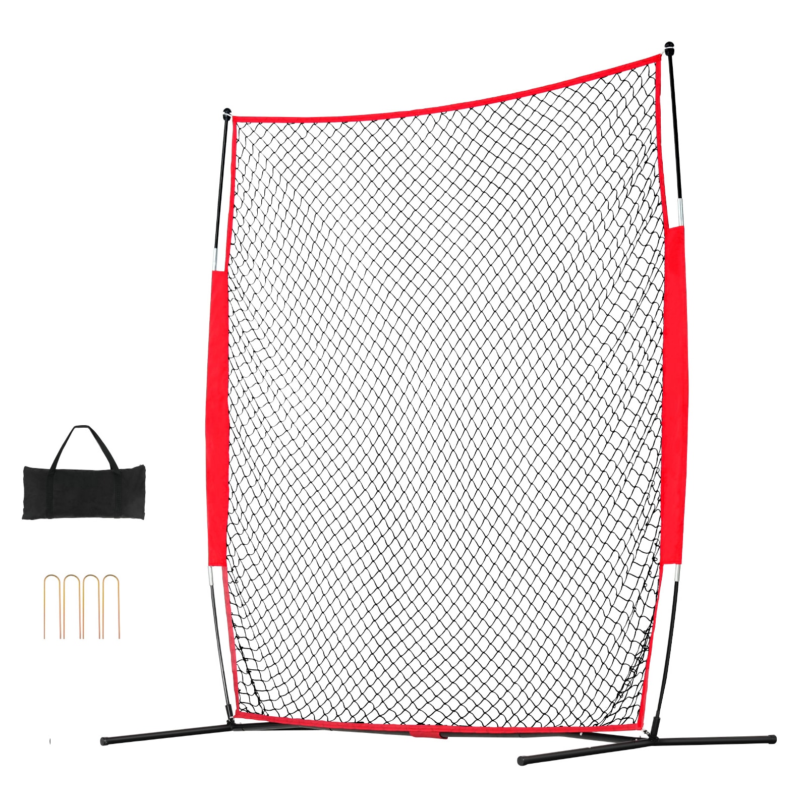 Barricade Backstop Net, 7x7 Ft Ball Sports Barrier Netting, Portable Practice Equipment With Carry Bag, Protection Screen For Baseball Softball Lacrosse Soccer Hockey Training, For Backyard_voghion.com